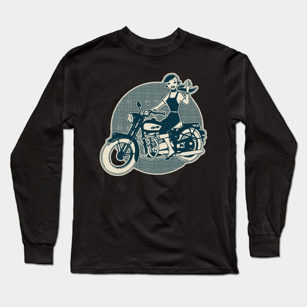 Vintage Japan Motorcycle Rider Long Sleeve T-Shirt by Kujo Vintage